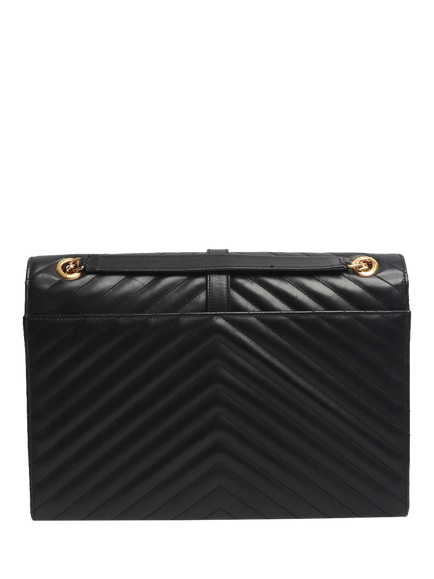 Pre-loved SAINT LAURENT Leather Chevron Large Envelope Bag, Black - view 2, Black