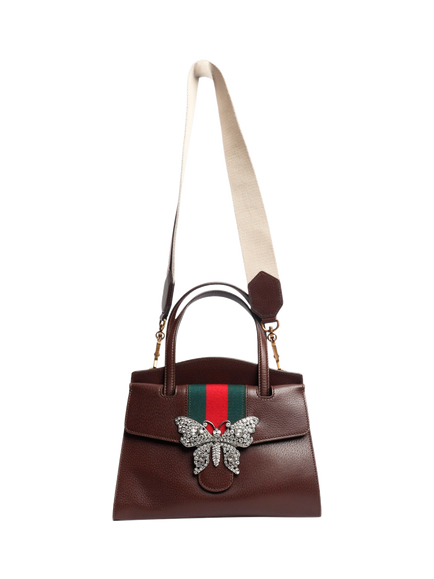 Pre-loved GUCCI Medium Linea Butterfly Leather Tote Bag, Brown - view 2, Brown
