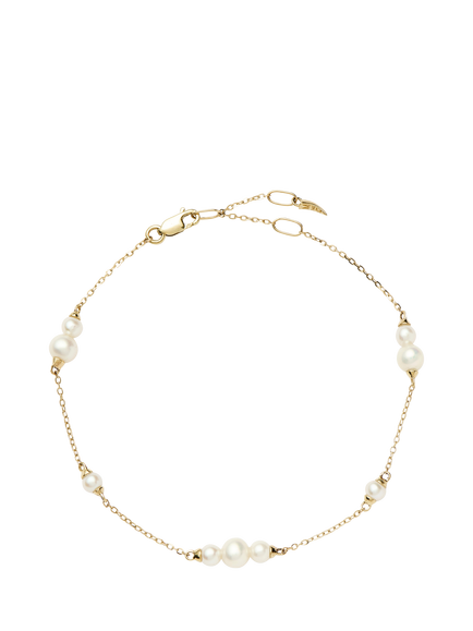 Missoma 14ct Yellow Gold Pearl Chain Bracelet, Gold/White