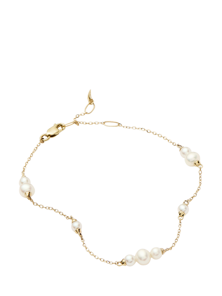 Missoma 14ct Yellow Gold Pearl Chain Bracelet - view 2, Gold/White