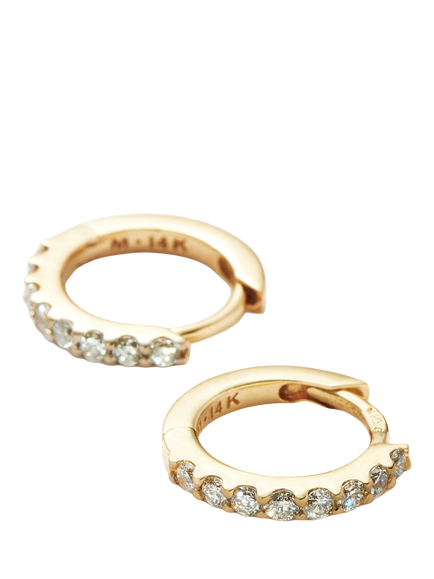 Missoma 14ct Yellow Gold Diamond Huggie Hoops Earrings, Gold - view 2, Gold
