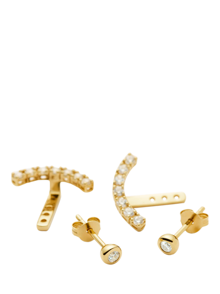 Missoma Tennis Ear Jacket Stud Earrings - view 2, Gold