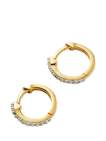 Missoma Pavé Crystal Mini Hoop Earrings, Gold - view 2, Gold