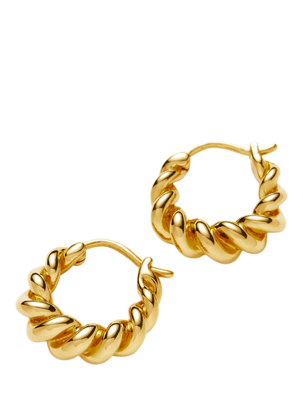 Missoma Textured Rope Hoop Earrings, Gold - view 2, Gold