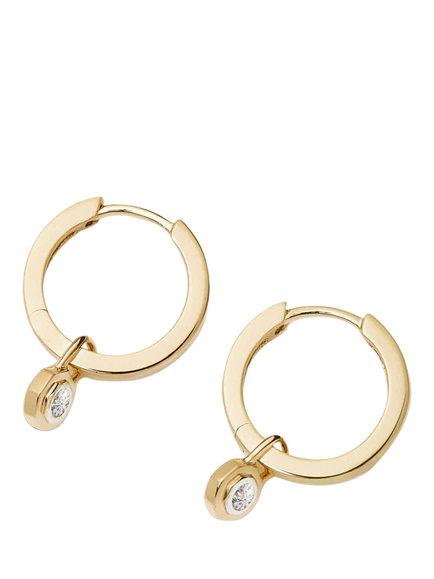 Missoma 14ct Yellow Gold Diamond Huggie Hoop Earrings, Gold, Gold