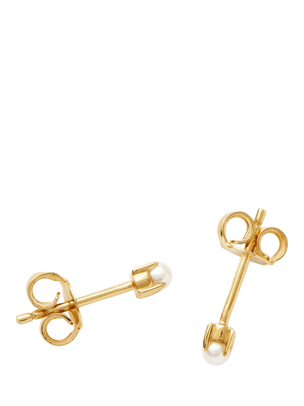 Missoma Pearl Stud Earrings, Gold/White - view 2, Gold/White
