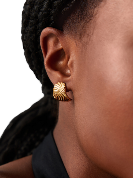 Missoma Ridge Studs, Gold - view 2, Gold