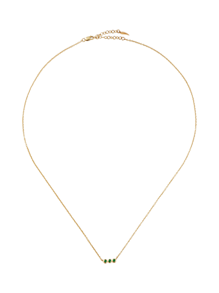 Missoma Emerald Solitaire Trio Necklace, Gold - view 2, Gold
