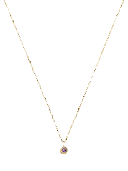 Missoma 14ct Yellow Gold Birthstone Pendant Necklace, Amethyst/February