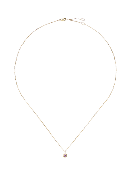Missoma 14ct Yellow Gold Birthstone Pendant Necklace - view 2, Amethyst/February