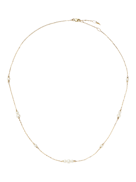 Missoma 14ct Yellow Gold Pearl Chain Necklace, Gold/White