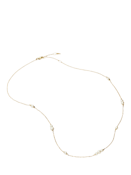 Missoma 14ct Yellow Gold Pearl Chain Necklace - view 2, Gold/White