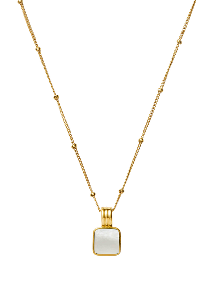 Missoma Lucy Williams Square Mother of Pearl Necklace, Gold/White, Gold