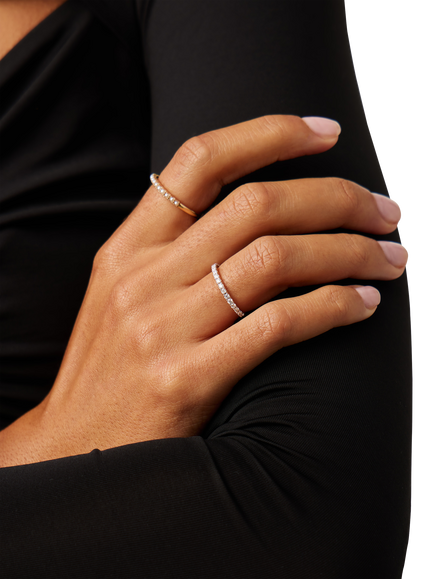 Missoma 14ct Yellow Gold Diamond Half Eternity Ring, Gold - view 2, Gold