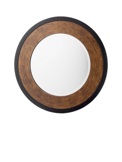 Laura Ashley Cara Round Wood Wall Mirror, 60cm, Mottled Bronze, Mottled Bronze