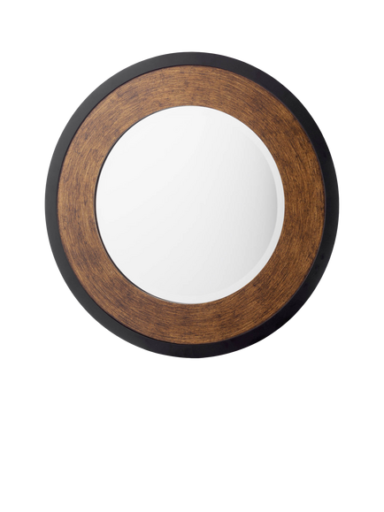 Laura Ashley Cara Round Wood Wall Mirror, 60cm, Mottled Bronze, Mottled Bronze