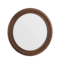 Laura Ashley Tate Round Wood Wall Mirror, 60cm, Dark Stain, Dark Stained Wood