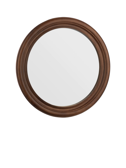 Laura Ashley Tate Round Wood Wall Mirror, 60cm, Dark Stain, Dark Stained Wood