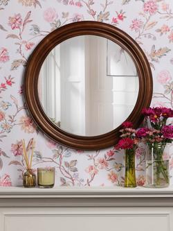 Laura Ashley Tate Round Wood Wall Mirror, 60cm, Dark Stain - view 2, Dark Stained Wood