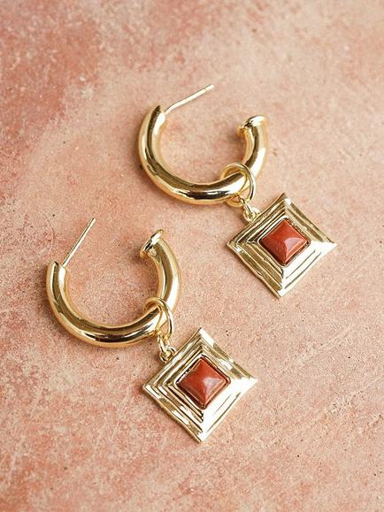 Daisy London Jasper Drop Earrings, Gold - view 2, Gold