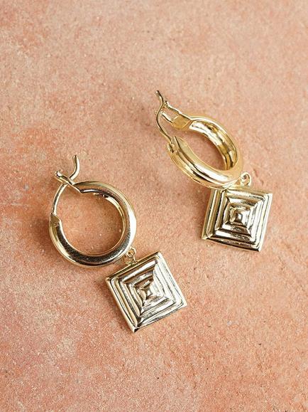 Daisy London 18ct Gold Plated Huggie Hoop Earrings, Gold - view 2, Gold