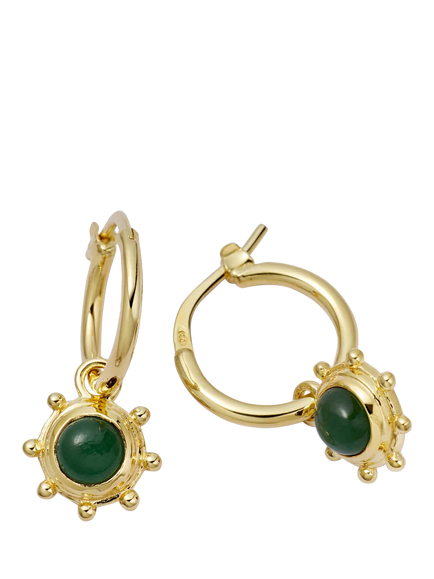 Daisy London 18ct Gold Plated Aventurine Healing Hoop Earrings, Gold, Gold