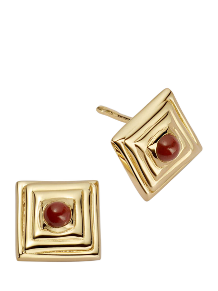Daisy London 18ct Gold Plated Agate Stud Earrings, Gold, Gold