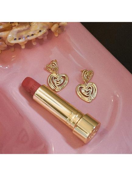 Daisy London 18ct Gold Plated Scribble Heart Stud Drop Earrings, Gold - view 2, Gold