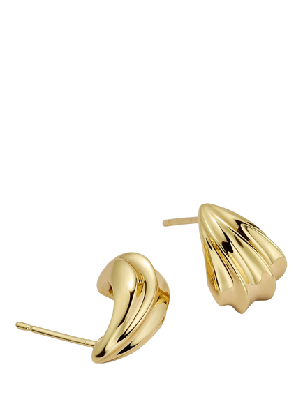 Daisy London Sculptural Mini Wave Stud Earrings, Gold, Gold