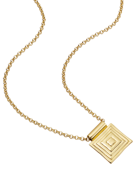 Daisy London Layered Square Pendant Necklace, Gold, Gold