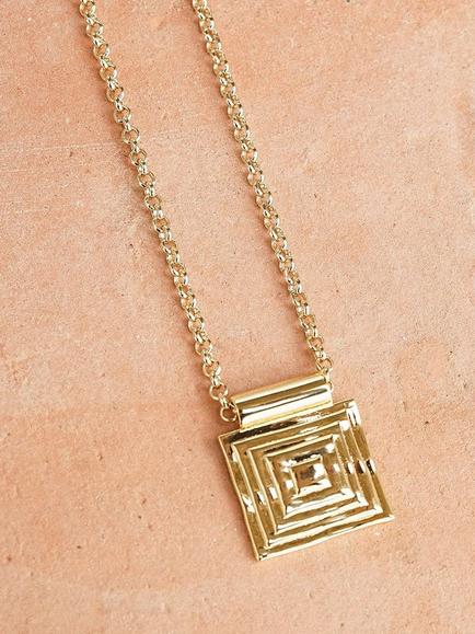 Daisy London Layered Square Pendant Necklace, Gold - view 2, Gold