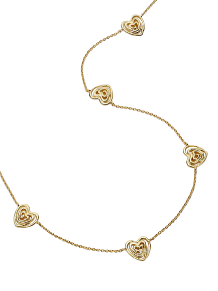 Daisy London 18ct Gold Plated Scribble Heart Charm Necklace, Gold, Gold