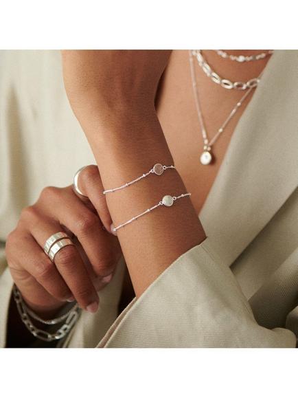 Daisy London Sterling Silver Rose Quartz Bracelet, Silver - view 2, Silver