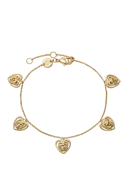 Daisy London 18ct Gold Plated Scribble Heart Charm Bracelet, Gold, Gold