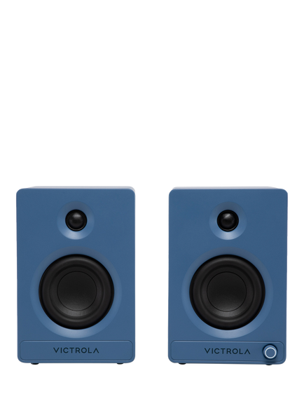 Victrola Tempo Bluetooth Bookshelf Speakers, Blue, Blue
