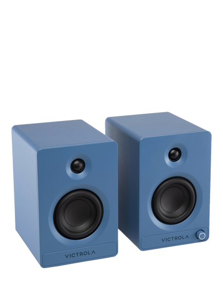 Victrola Tempo Bluetooth Bookshelf Speakers, Blue - view 2, Blue