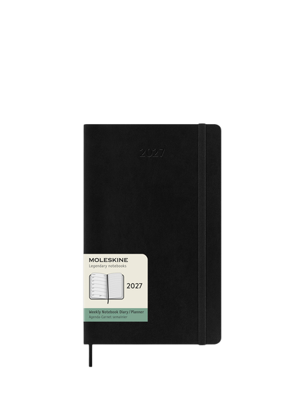 Moleskine 12 Month Weekly Diary/Planner 2027, Soft Cover, Black, Black Black