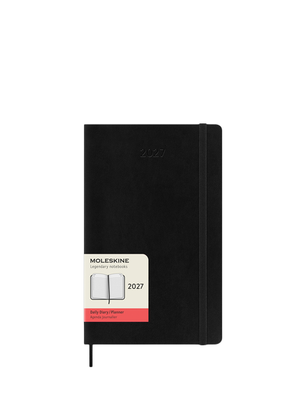 Moleskine 12 Month Daily Diary/Planner 2027, Soft Cover, Black, Black Black