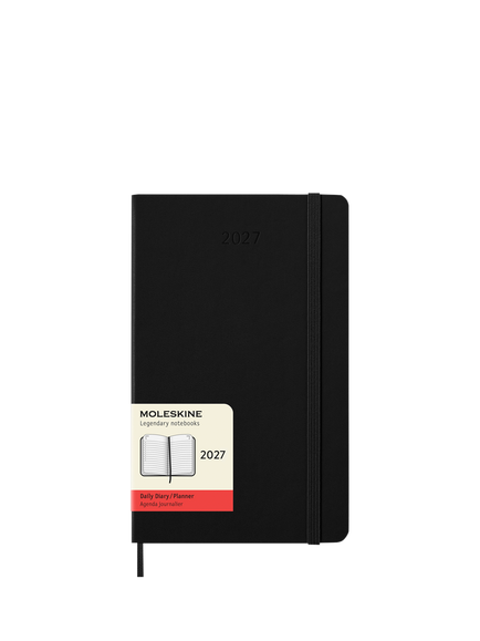 Moleskine 12 Month Daily Diary/Planner 2027, Hard Cover, Black, Black Black