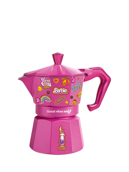 Bialetti Barbie/Ken Moka Express Hob Espresso Coffee Maker, 3 Cup, Pink