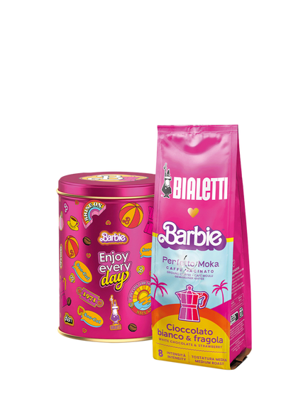 Bialetti Barbie Perfetto Moka Ground Coffee & Tin, 200g, Pink