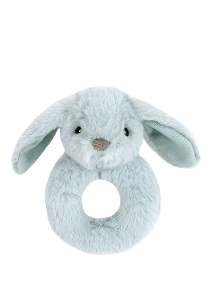 Mon Ami Asher Bunny Fur Rattle, Blue, Multi