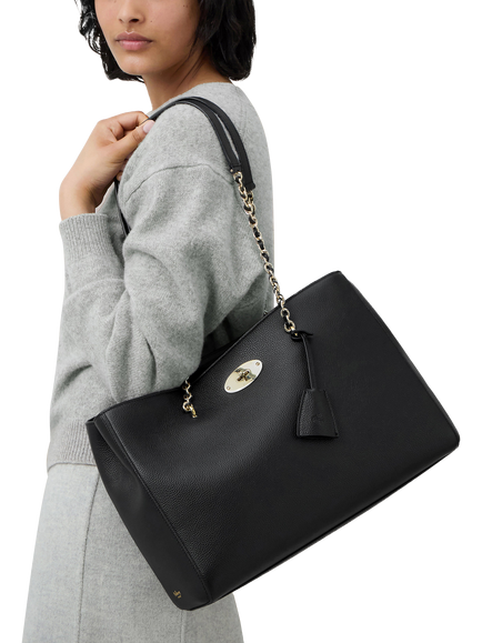 Mulberry Lily Chain Tote Bag, Black - view 2, Black