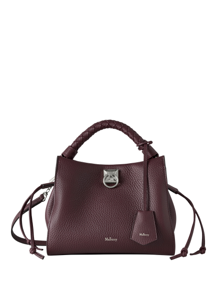 Mulberry Small Iris Heavy Grain Leather Grab Bag, Black Cherry