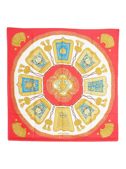 Pre-loved Hermès Poste et Cavalerie Silk Carre 90 Scarf, Multi, Multi
