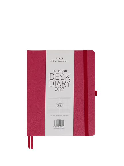 BLOX Desk Diary 2027, Pink Raspberry, Pink Raspberry