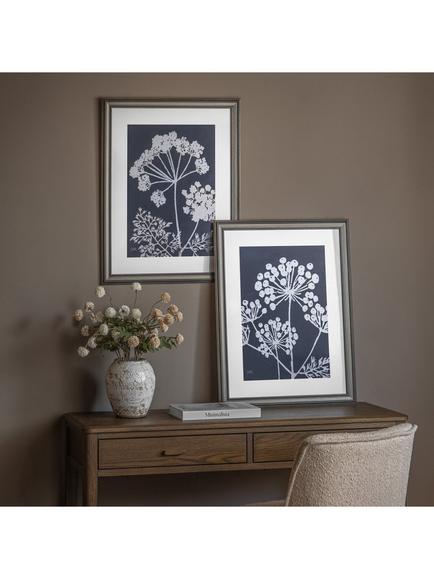 Gallery Direct 'Midnight Garden' Framed Prints, Set of 2, 60 x 50cm, Navy/White - view 2, Multi Multi