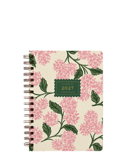 Rifle Paper Co. Pink Hydrangea Hard Cover Spiral Planner 2027, Multi Multi