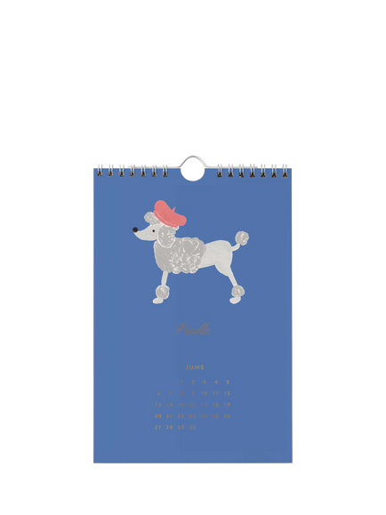 Rifle Paper Co. Small Dog of the Month Kitchen Calendar 2027 - view 2, Multi Multi