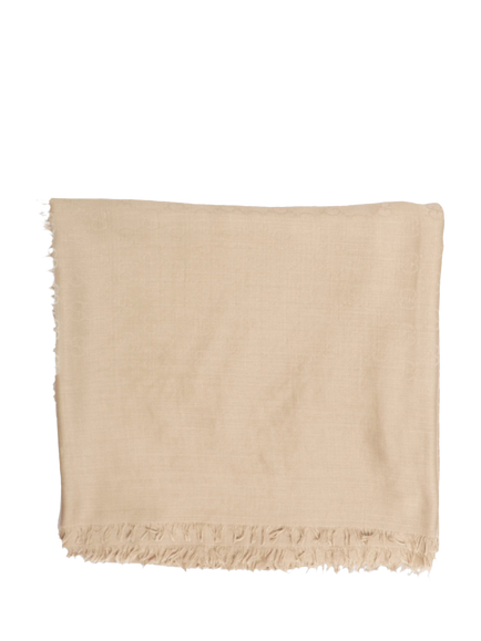 Pre-loved GUCCI GG Fringed Shawl Scarf, Neutral, Neutral
